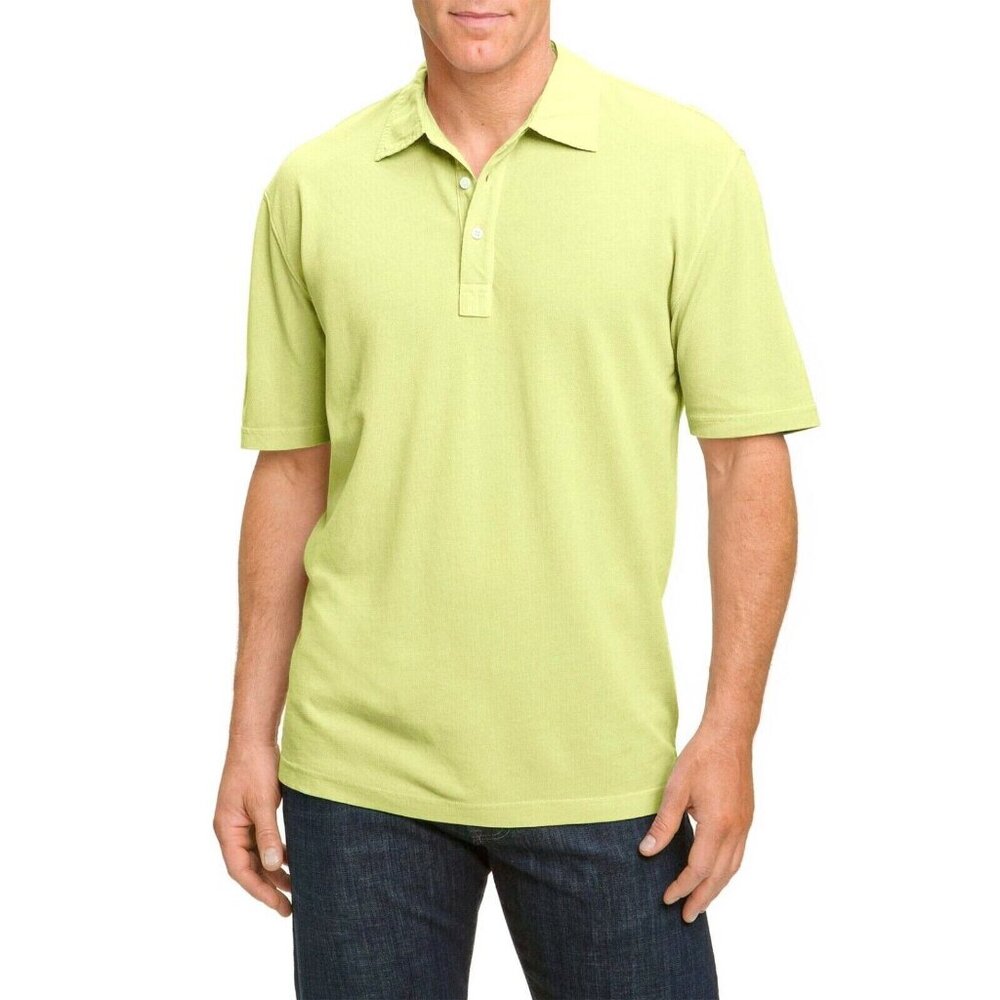 ROBERT TALBOTT Garment Dyed Green Polo Shirt Medium Short Sleeve Cotton Mens M